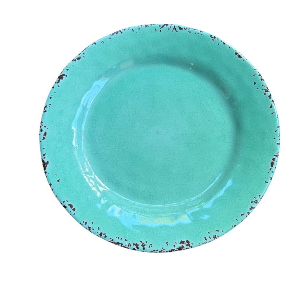 Tommy Bahama Dinner Plate Melamine Green Crackle Rustic